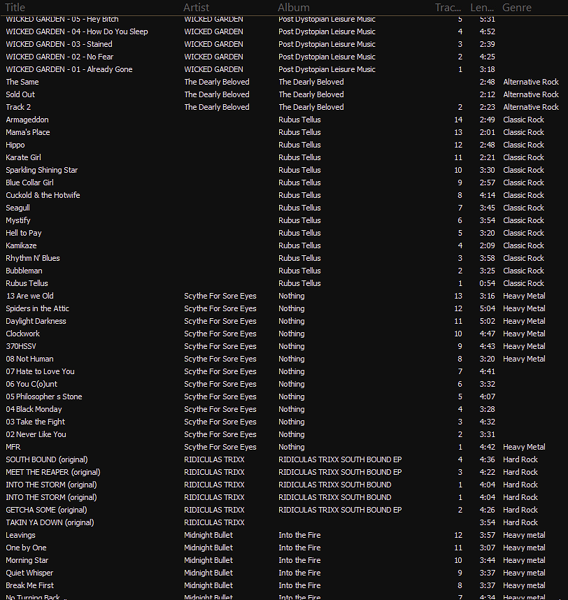 Screenshot of various metadata problems shown in a broadcaster's music management system.